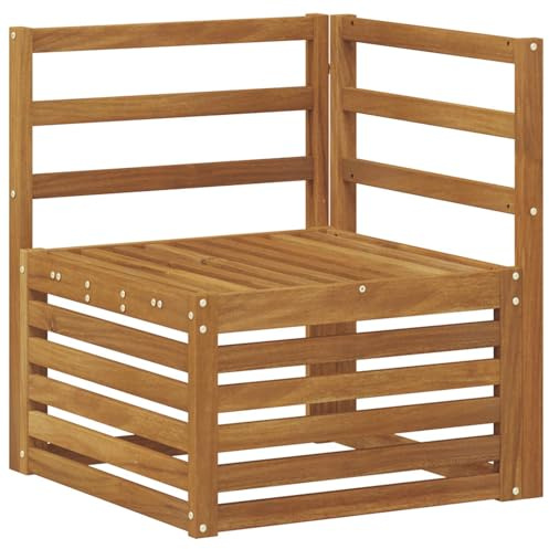 vidaXL Outdoor Ecksofa Massivholz Akazie Natur 63 x 63 x 73 cm, Balkonmöbel, modernes Gartendesign, wetterfest für entspannte Stunden im Freien, modulares Sofa