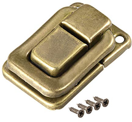 sourcing map Toggle Catch Lock, 38mm Retro Decorative Brass Hasp w Screws for Suitcase Chest Trunk Latch Clasp, Pack of 2