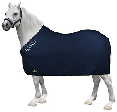 Horses, Fleece Decke Basic Pony, Weich und Bequem, Ideal für Transport und Feierabend (90 cm, Blau)
