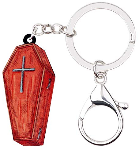 WEVENI Porte-clés Cercueil En Acrylique Pour L'halloween De Sac De Voiture Gothique Pour Femme (Rouge)