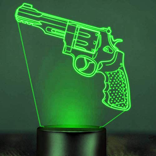 Jinson well 3D pistole gewehr Waffe gun led Lampe optische Illusion Nachtlicht, 7 Farbwechsel Tisch Schreibtisch Dekoration Lampen perfekte mit Acryl Flat ABS Base USB Spielzeug