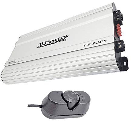 Audiobank Monoblock - Amplificador estéreo de audio para coche, 8000 W, clase D, 1 ohm, circuito de encendido/apagado remoto, aleación de aluminio, disipador de calor y indicador de protección P8001