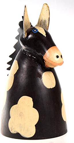 Zaunhocker Pferd schwarz Dekofigur aus Blech 20 cm Figur Metall Vogel Deko Garten Balkon Pfostenhocker