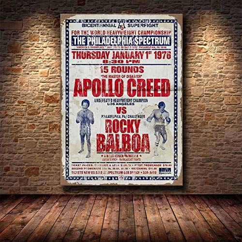 panggedeshoop Schwarz-Weiß Rocky Balboa Boxhandschuhe Bodybuilding Malerei Poster Drucke Wandkunst Motivationsbild 50X70Cm -Jz4926