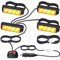 EYPINS 4 x 4 LED Luce Stroboscopica per Auto,Spia di avvertimento, 18 Modalità Flash/IP65 Impermeabile/Ambra,Adatto per Camion 12V/24V, Trattori, Carrelli Elevatori