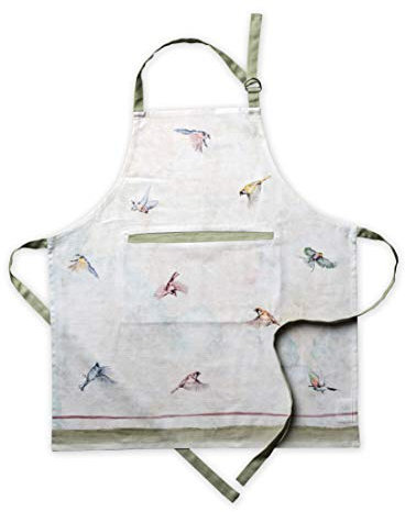 Maison d' Hermine Stoffschürze, 100% Baumwolle, (70 cm x 85 cm) 1 Stück, verstellbare Nackenriemen-Schürze mit Mitteltasche und langen Bändern für Köche, Damen, Flying Birds – Frühling/Sommer