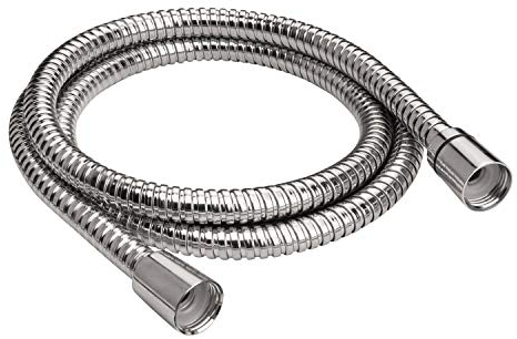 'aquaSu® Brauseschlauch Tito | 200 cm Länge | mit Verdrehschutz | knickfest | zugfest | Standard-Anschluss in 1/2 | mit 2 x Konus | chrom | aus Metall | Duschschlauch 2 m | 72234 6