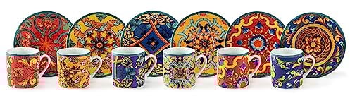 Excelsa , Porcelaine, Set de 6 tasses à café Trinacria avec soucoupe, multicolore