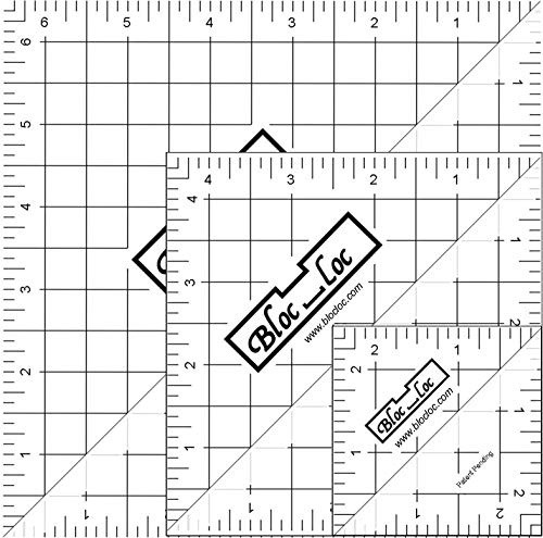 Bloc Loc Halbquadratisches Dreieck-Quilt-Set #2 enthält 6,4 cm, 11,4 cm, 16,5 cm quadratische Lineale mit Gitterlinien