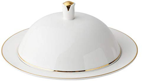 DOITOOL 1 Set Piatto Contenitore per Formaggi d'Epoca Copertura di Imbastitura Piatti per Antipasti Burriera in Porcellana Dolce Piatti da Portata Vecchio Stile Decorare Bianca Ceramica