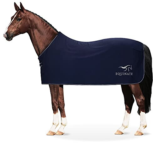 Equinate Abschwitzdecke Orlando aus Fleece mit Widerristpolster 165cm Navy