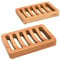 Slotted Bar Seifenschale Teakholz 2pcs von HTB, Küche hölzerne Schwammhalter, selbst abtropfen Lassen Seifenablage für Dusche, Waschbecken, Bad, Badewanne, RV