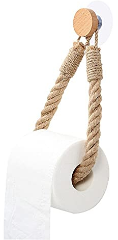 Tucireat 1 Pieza Portarrollos Baño Toallero Madera Papel Higienico Cuerda Vintage Portarrollos Baño Soporte Papel Higiénico Autoadhesivo Toallero Vintage Portarrollos Baño Adhesivo