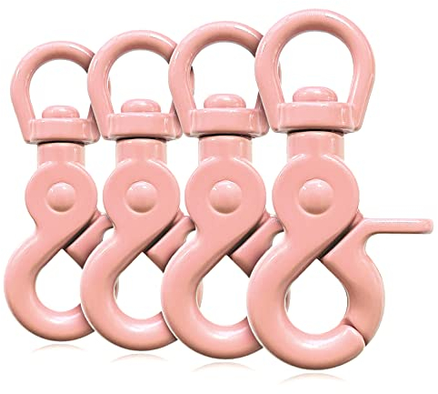 Ganzoo © Scheren-Karabiner Haken mit Dreh-Gelenk/Dreh-Kopf für Hunde-Leine/Hals-Band 4er Set, Zinkdruckguss 61mm Länge, auch für Paracord 550 / Schlüssel-Anhänger, Farbe: Pastell-rosa