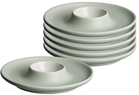 Ritzenhoff & Breker Eierteller Jasper, 6er Set, Mint, Eierbecher ø 12 cm, Eierhalter aus Steinzeug, Soft-Touch-Haptik & Mattglasur