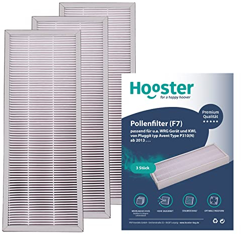 Hooster 3 Stück Filter passend für Pluggit Avent P310 AP310 | Filterklasse F7 (Feinstaub/Pollen etc.) | Alternative zu Pluggit APFG4-310 Filter