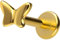 PIERCINGLINE Titan Labret mit Gewinde Titan Aufsatz SCHMETTERLING Piercing Lippe Nase Ohr Helix Tragus Medusa Goldfarben 1,2 x 6 mm