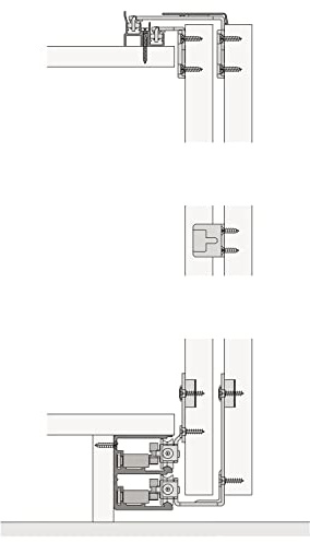 Hawa Combino 50 H FS Schiebetürbeschläge (Außenfront 25mm), 1400x2400mm für Holztüren bis 50kg, 3-türig Stahl/Kunststoff anthrazit