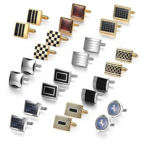 Goldene Herren Manschettenknöpfe & Hemd Accessoires, Herren-Manschettenknöpfe Schmuck-Set mit Geschenkbox manschettenknöpfe herren, 24 PC Goldene Muschel & Vergoldetes Messing