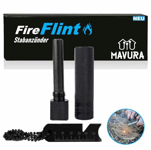 FireFlint Feuerstahl Feuerstarter Set Zündmetall XXL Feuerstein, Magnesium Survival Zunder Feuer Stahl