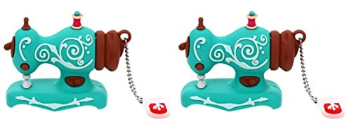 2 Stück Disk Geschenk Datum Flash U zum Nähen Pendrive Stick Schick USB Cartoon Silikon Maschine Daumen Schlüsselanhänger Form Büro Speicher Design Studenten Zuhause mit Schönem