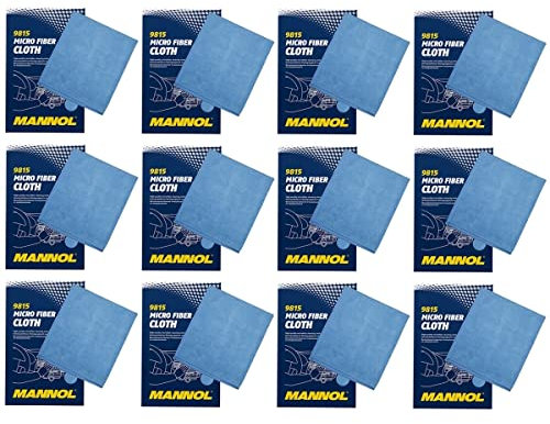 12x MANNOL 9815 Mikrofasertuch 33x36 cm, Blau, extrem weich, saugstark, streifenfrei, lackschonend, fusselfrei, Reinigungstuch Pflegetuch Putztuch Poliertuch, für Haushaltsreinigung und Autopflege