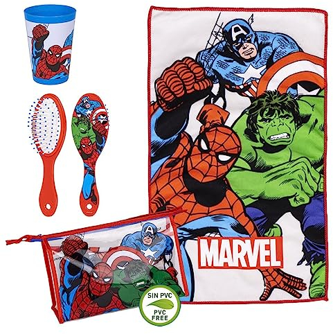 Trousse de Toilette Avengers - Fermeture Éclair - 23 x 15 x 8 cm - Inclut des Accessoires - Imperméable - Vanity Idéal pour Voyager -