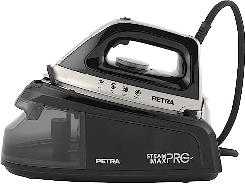Petra Fer à Repasser Vapeur 2400W, Grande Centrale Vapeur avec Réservoir 1.2L Amovible, Semelle Céramique Anti-Calcaire Professional, Fonction Pressing Puissante, Système Anti-Gouttes Intelligent
