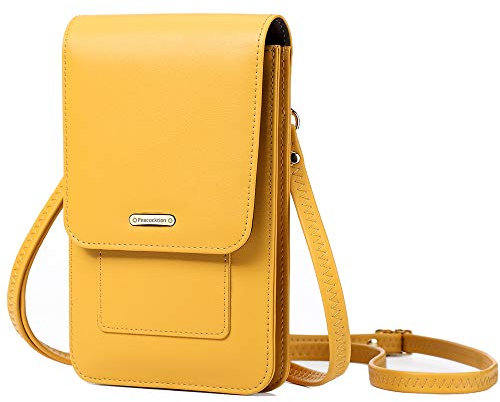 Peacocktion Handytasche zum Umhängen, Kleine Handy Umhängetasche Damen, Crossbody Handytasche Geldbörse, Handy Umhängetasche mit Kartenfächer, 01-Gelb