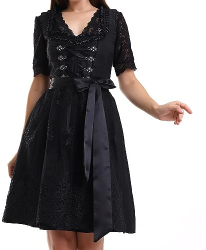 Lifos 0300 Dirndl Germandress 2Tlg. Oktoberfest Gr.34 bis 52 (38, Schwarz)