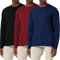 3 Pack Men's Cotton Shirt Loose Fit Long Sleeve T-Shirt Moisture Wicking Crew Neck Shirts Comfort Casual Base Layer Tops Black/Navy/Red-3P03-L