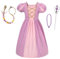 Lito Angels Prinzessin Rapunzel Kleid Kostüm Verkleidung Outfit mit Zubehör für Kinder Mädchen Größe 7-8 Jahre 128 (Tag-Nummer 130)