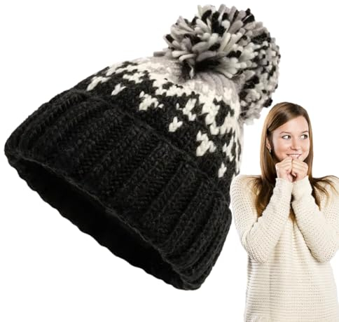 IAZE Bunte Mütze mit Bommel, Wintermütze mit Bommel | Strickmütze mit Pompon - Weiche Mütze, Schneemütze für kaltes Wetter und Outdoor, Wintermütze für Damen und Mädchen