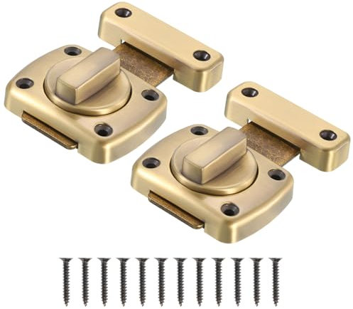 sourcing map Rotate Bolt Latch, Zinc Alloy Security Door Lock Gate Latches for Cabinet Furniture Bathroom Window, 2.6x2 Bronze 2Pcs