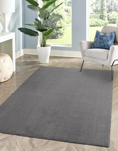 Rikmani Waschbarer Kurzflor-Teppich für Wohnzimmer, Esszimmer, Schlafzimmer, faltbar, Soft, Grau 60x115cm