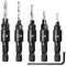 Countersink Drill Bit Set - 5Pcs Free Replaceable Drill Bits with One Hex Wrench for Woodworking Countersink,Quick Change 1/4 Hex Shank Adjustable Countersink Bits for Wood Drilling Plastic Metal