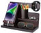 Kinberry Bedside Organiser - Universal Docking Station for Smartphones & Laptops, Black/Brown Wooden Phone Dock, Key Holder, Watch Organizer, Gift for Men