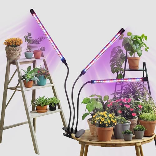 Uonekamo Grow iLghts for Indoor Plants Full Spectrum,Uv Light for Plants,10 Brightness Levels,Auto On Off Timer 3/9/12Hrs, Dimmable & 3-Color Changing, Simulation of Sunlight