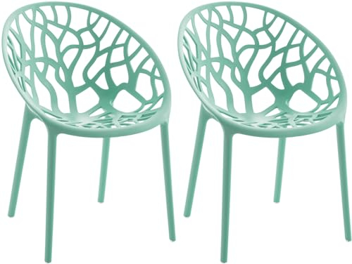 CLP 2er Set Gartenstühle Hope Kunststoff I Stapelstühle wetterfest und UV-beständig I Outdoorstühle pflegeleicht I Sessel für draußen, Farbe:hellgrün