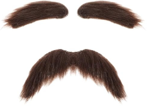 YUXIANLB Künstlicher Schnurrbart und Augenbrauen, Selbstklebender künstlicher Bart, neuartiges Gesichtshaar für Cosplay-Kostüme, Halloween-Partys