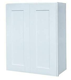 White 30 inch Bathroom Vanity Shaker Traditional Cabinet Double Door Base Kitchen Wall Birch Solid Wood Hardwood Plywood 30 Wide x 36 High x 12 Deep of Set