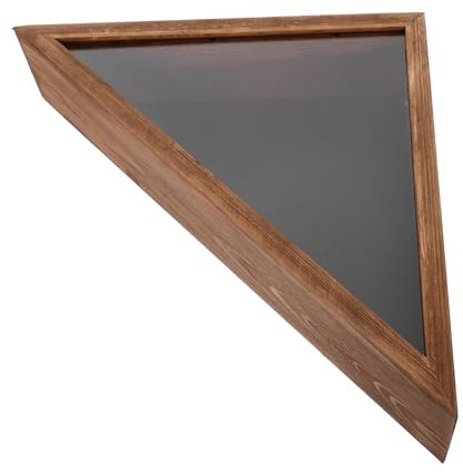 HONMEET Wooden Flag Storage Box Triangle Display Case for Indoor Wall Decor Living Bedroom Flag Box