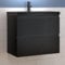 Aica Sanitär Waschtisch mit Unterschrank 60cm Alast Badmöbel Set Hochglanz Schwarz Waschbecken mit Unterschrank MDF Softclose