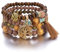 ZKGYUS Boho 4 Stück Armbänder Holzperlen Quaste Armband, Chakra Armband für Frauen, Natürliches Kristall heilsteine armband, Frauen Baum des Lebens Charm Statement Armreifen, Kristall Perle
