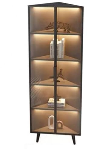 WEIDPHL Eckvitrine, Lagerschrank Mit Glastür, Moderner Dreieckiger Vitrine-Lagerschrank Für Schlafzimmer, Wohnzimmer, Büro,Large