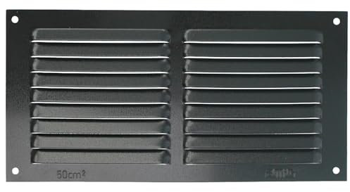 Amig - Griglia Rettangolare in Alluminio con Zanzariera | Griglie di Ventilazione per Uscita d'Aria | Ideale per Soffitto di Cucina e Bagno | Dimensioni 100 x 200 mm | Colore Nero