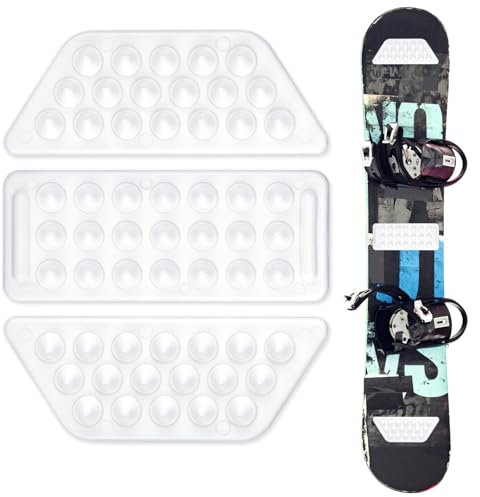 Gosknor 1 Set 3pz Pad per Lo Snowboard, Colore Bianco Neve Plastica Snowboard Stomp Pads Antiscivolo Snowboard Stomp Pads Snowboard Tappetino Modulare Accessori Perfetti per Lo Snowboard