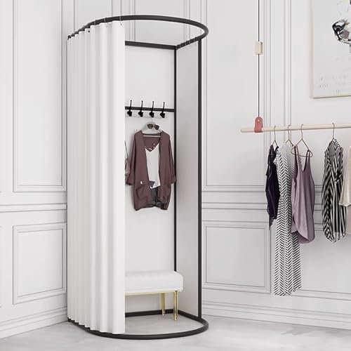 Susoso Umkleidekabine Freistehend, Tragbarer Umkleideraum mit Vorhang Schutz der Privatsphäre Belastbare Kapazität Etwa 75kg für Einkaufszentren 100x95x200cm Schwarz, Weiß