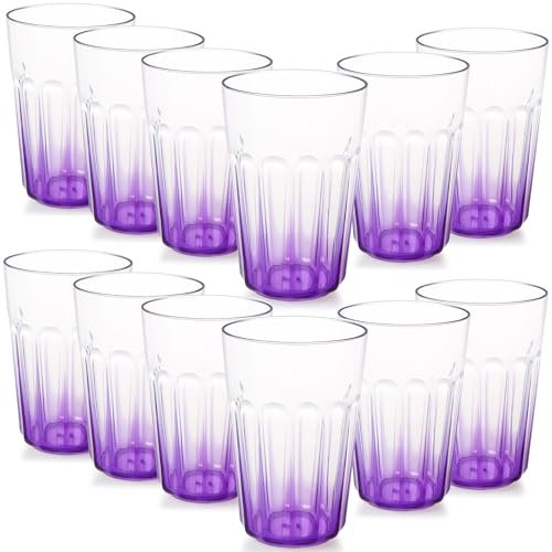 Greentainer Plastikbecher 12 x 350 ml- Bruchsichere Trinkbecher Kinder - Wiederverwendbare Becher aus Plastik - Perfekt für Party, Outdoor, Camping-Lila