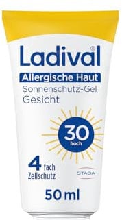 Ladival Sonnenschutz Gel Gesicht LSF 30 - Sonnencreme für allergische Haut, bei Sonnenallergie und Mallorca-Akne, wasserfest, mit 4-fach Zellschutz und Photolyase, 50ml